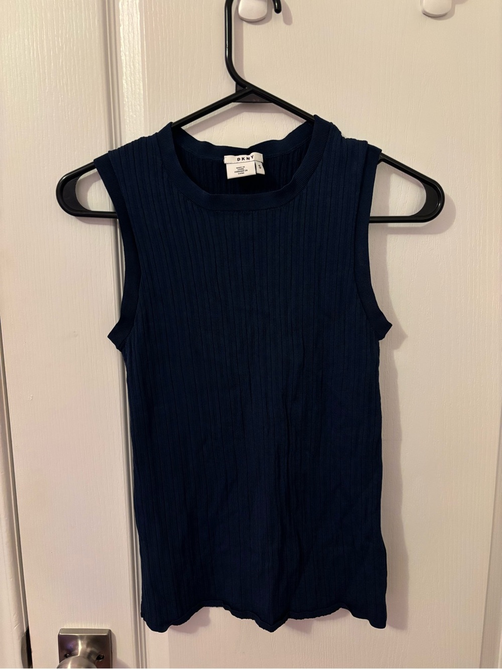 DKNY Navy Ribbed Sleeveless Tank Top